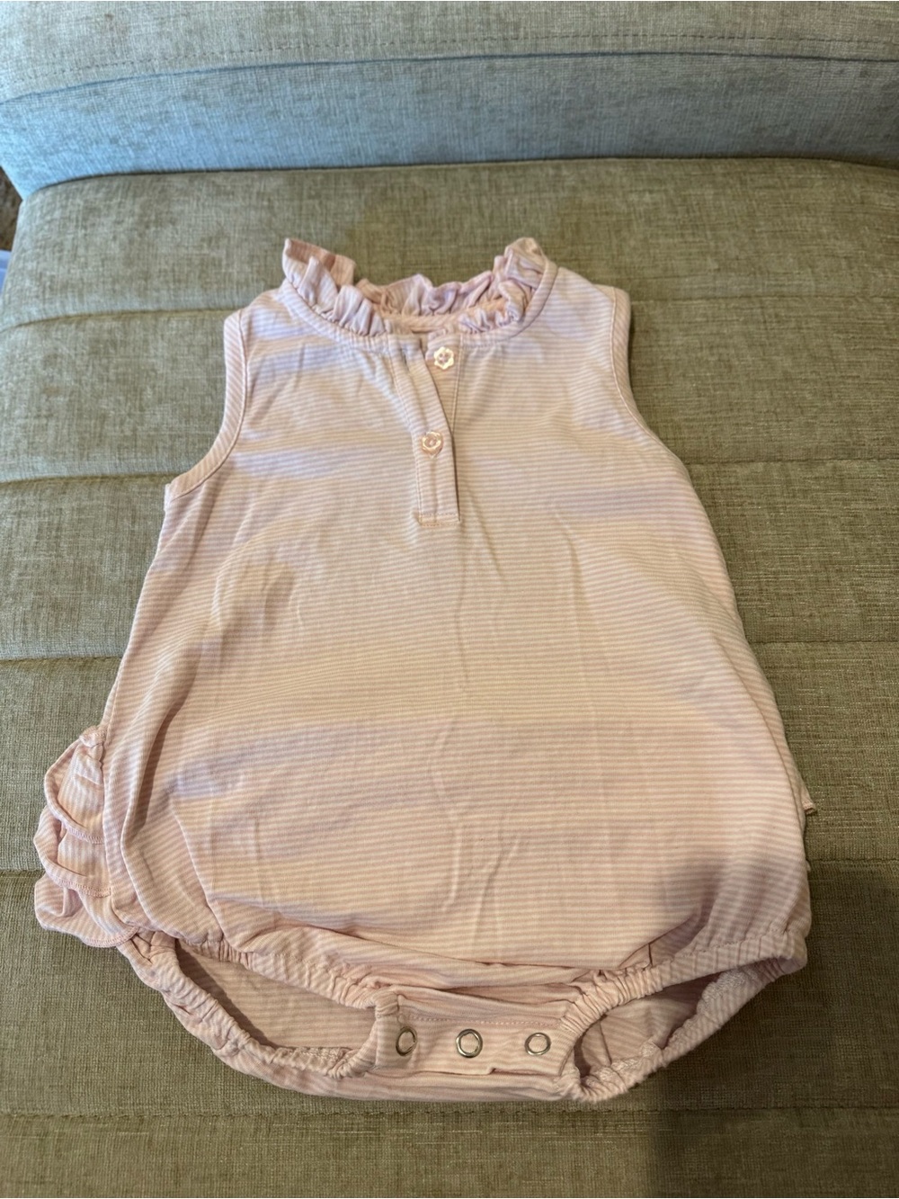 Baby Pink Ruffle Neck One-Piece Bodysuit
